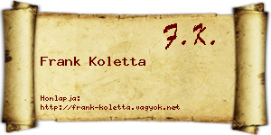 Frank Koletta névjegykártya